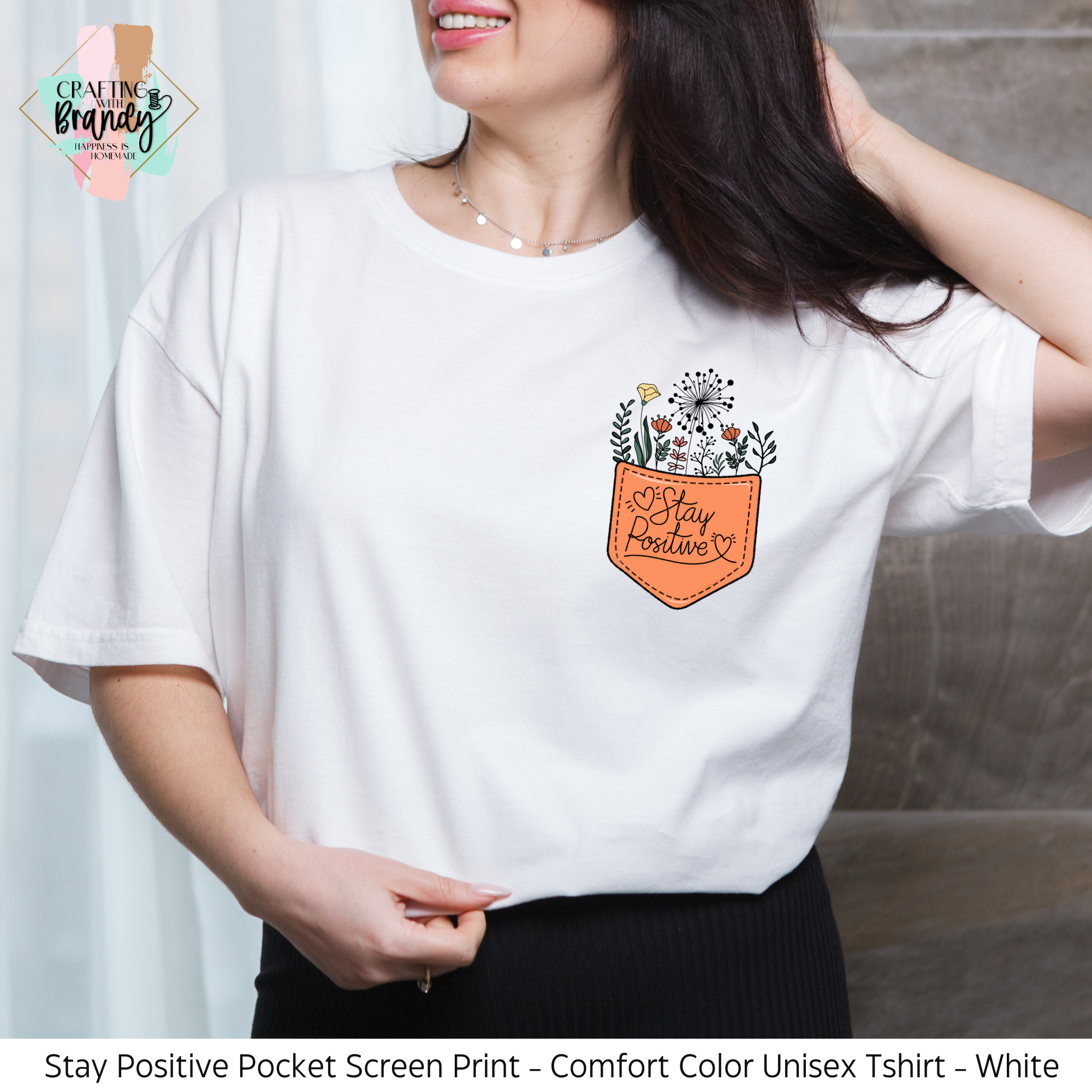 Stay Positive Flower Pocket Shirt