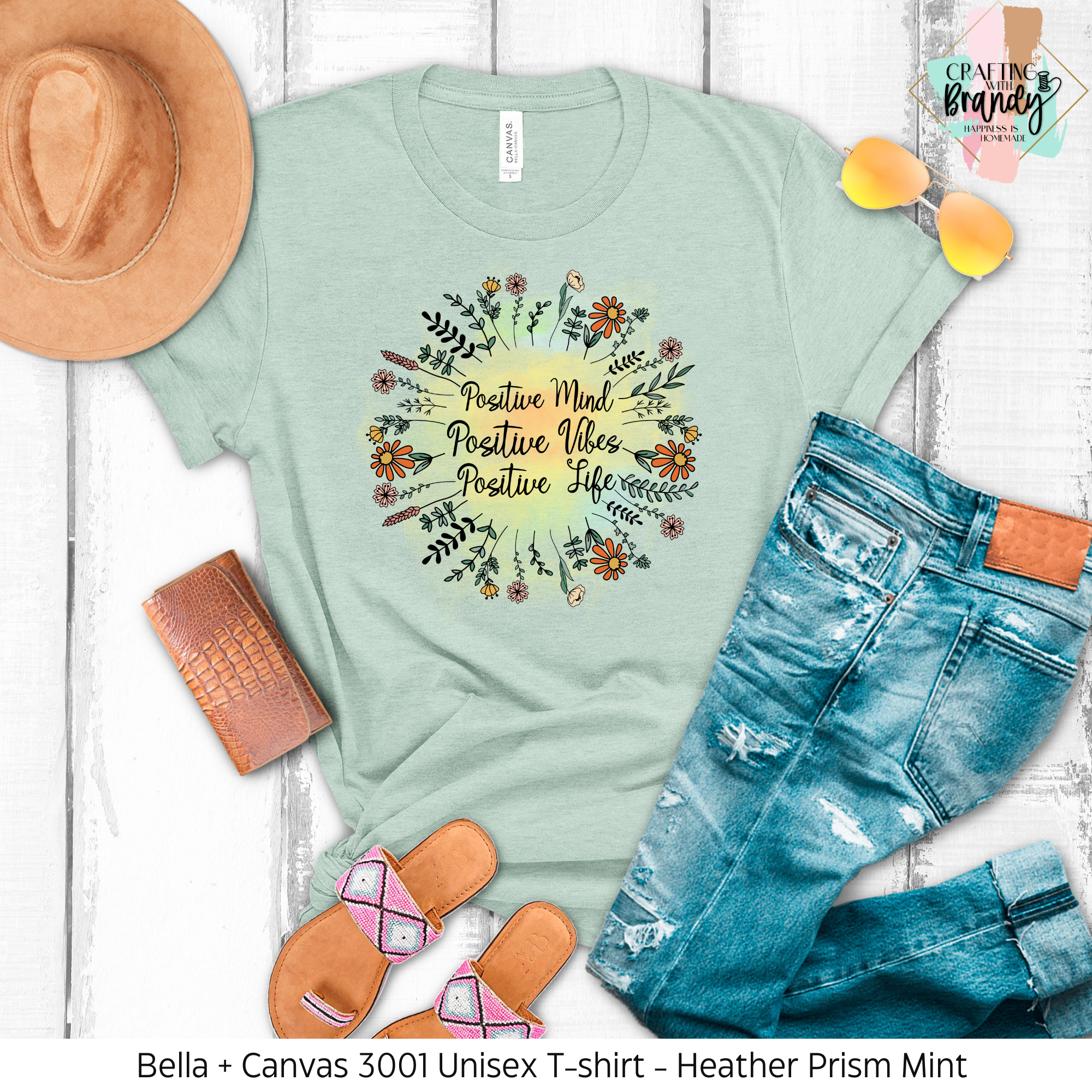 Positive Mind Positive Vibes Positive Life Flower Crown Shirt