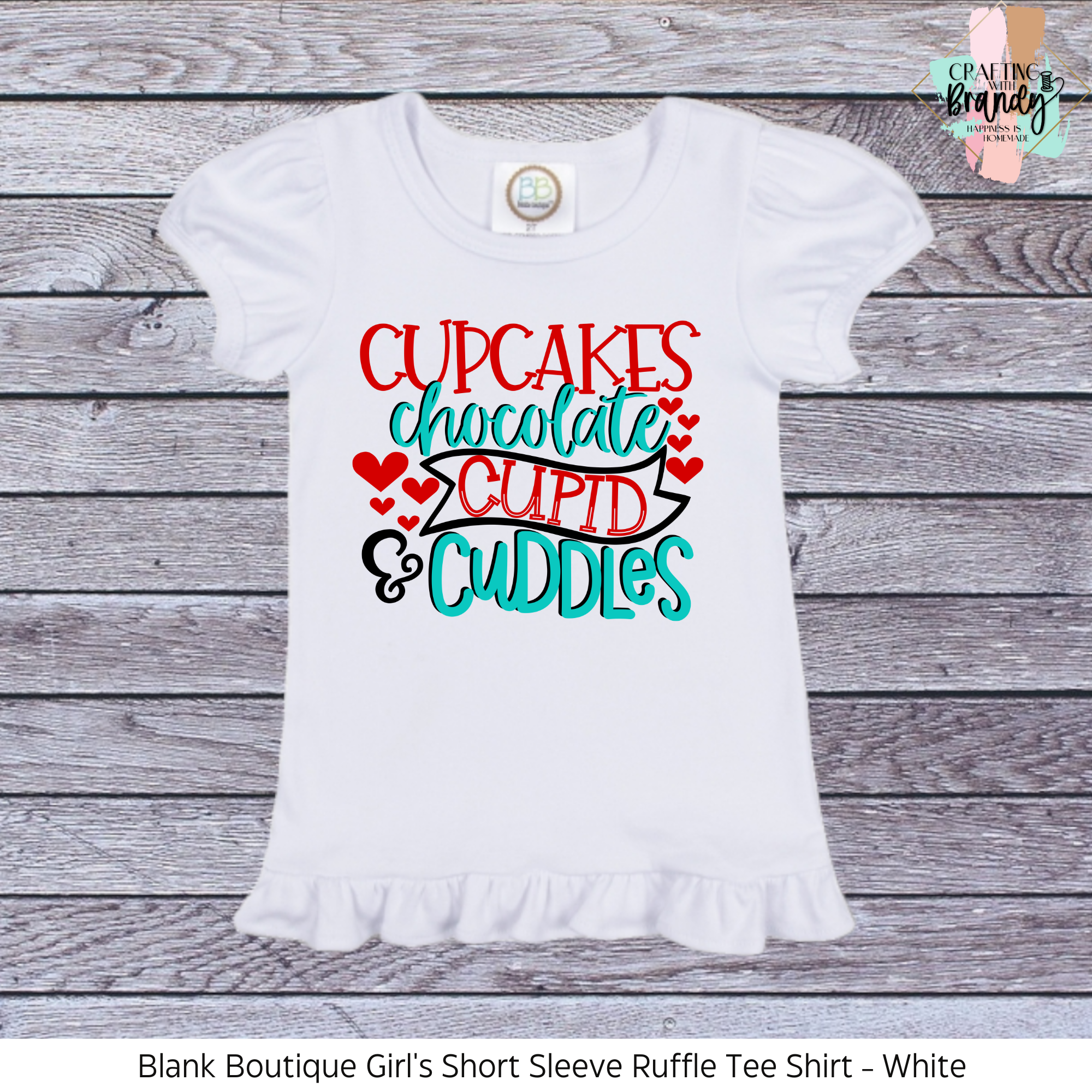 Cupcakes Chocolate Cupid and Cuddles Youth Ruffle Shirt
