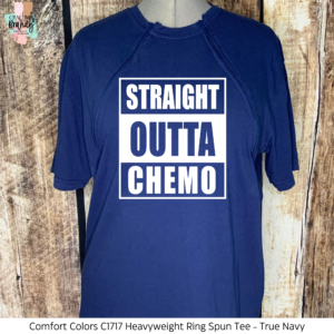Straight Outta Chemo - True Navy Zipper Chemo Port Short Sleeve Shirt