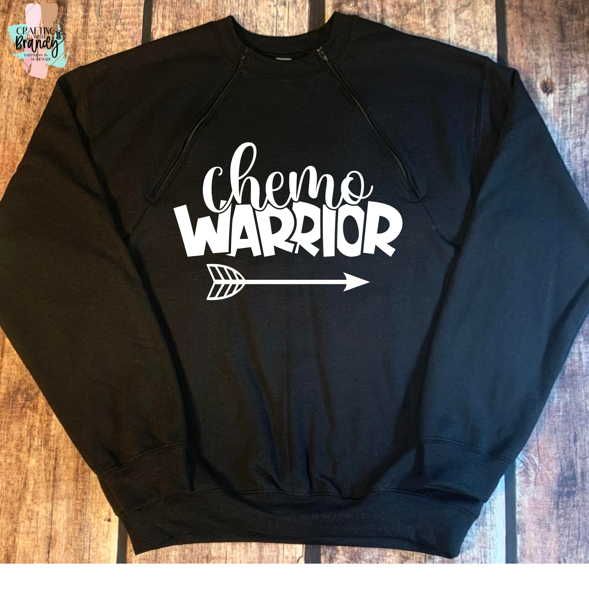 Chemo Warrior - Black Zipper Chemo Port Sweatshirt