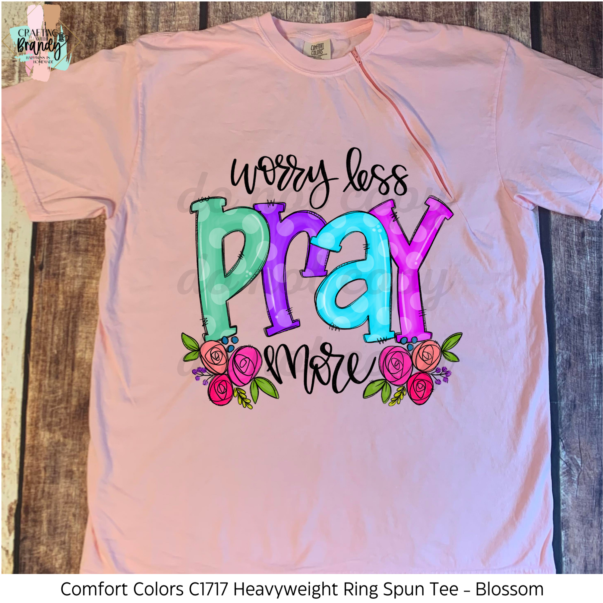 Worry Less Pray More - Blossom Zipper Chemo Port Short Sleeve Shirt