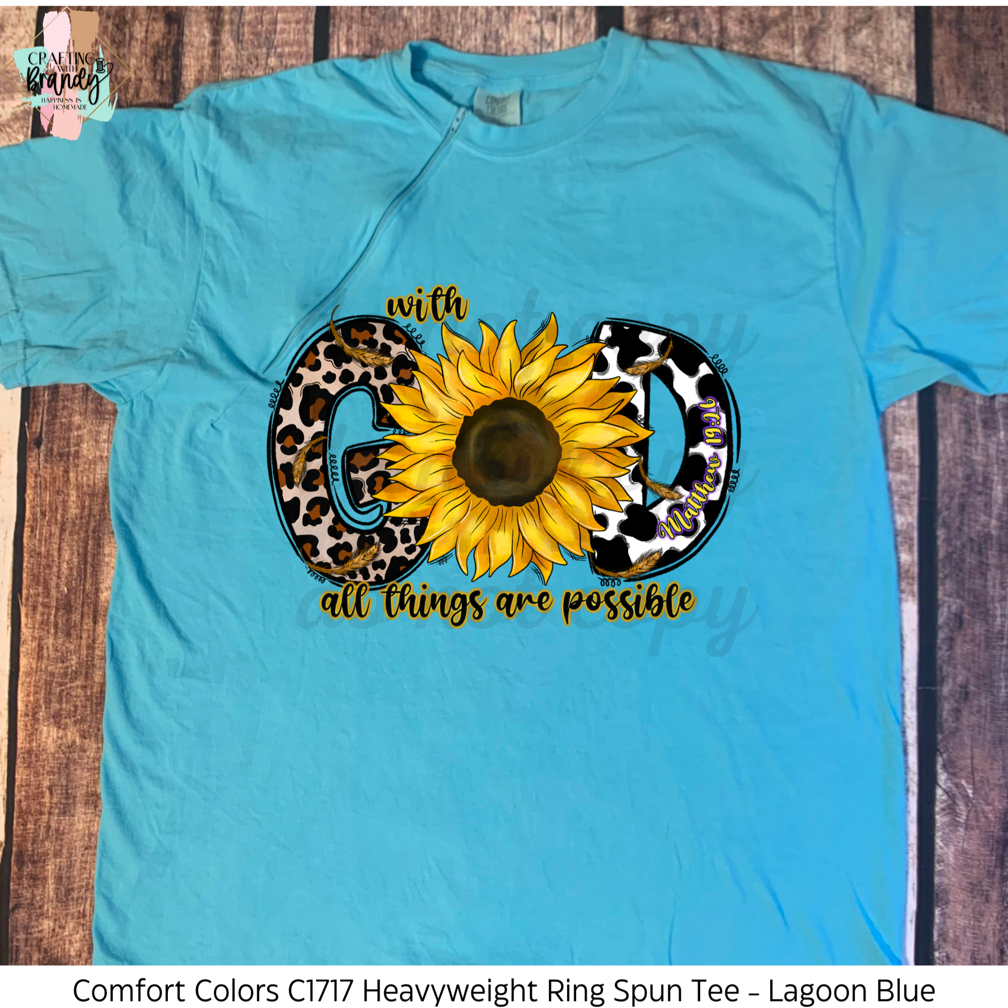 With God All Things Are Possible Sunflower - Lagoon Blue Zipper Chemo Port Short Sleeve Shirt