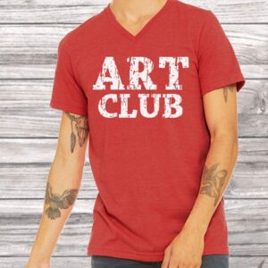 Art Club Distressed V-Neck Screen Print Shirt