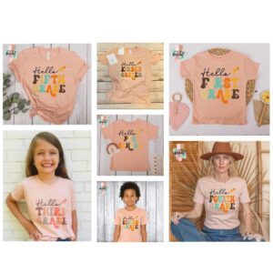 Hello Elementary School Grades Shirts 7 Options