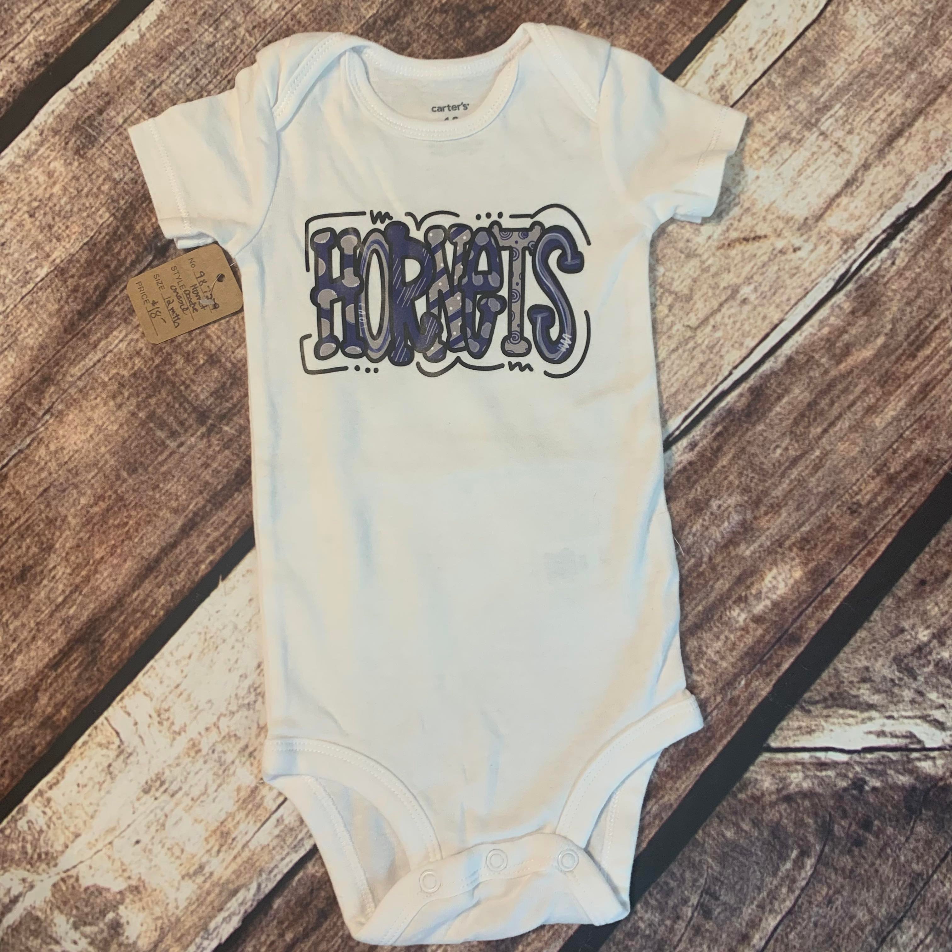 Hornets Doodle Screen Print Onesie