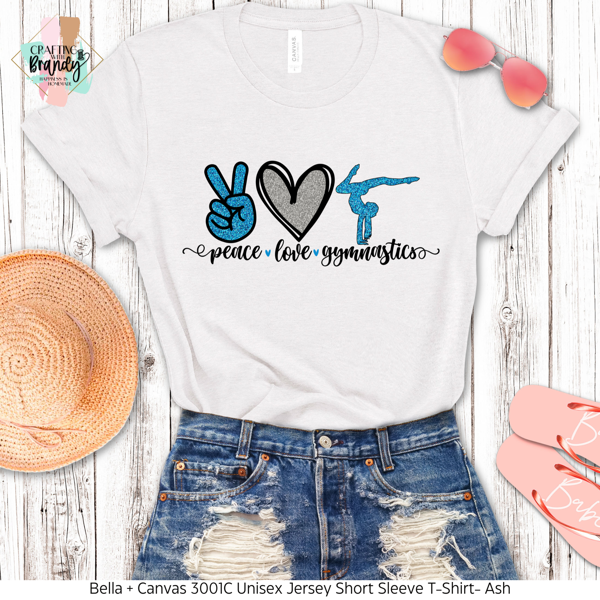 Peace Love Gymnastics Blue Print Shirt