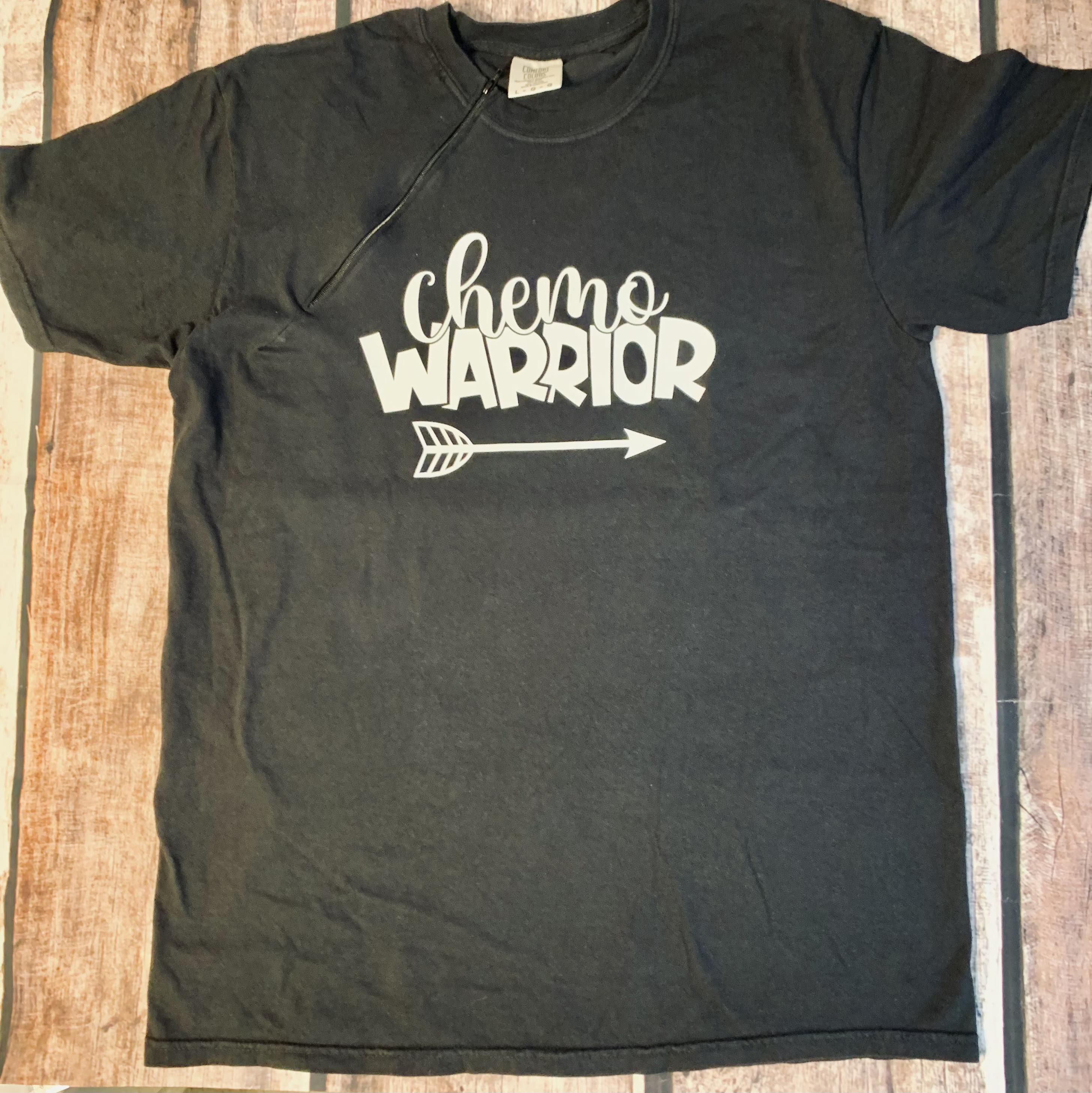 Chemo Warrior - Black Zipper Port Short Sleeve Shirt