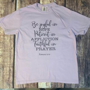 Be Joyful in Hope Patient in Affliction Faithful in Prayer Romans 12:12 - Orchid Zipper Port Short Sleeve Shirt