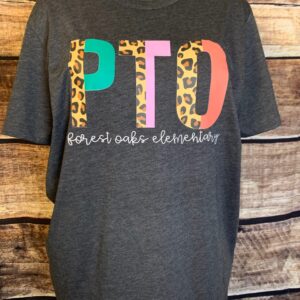 PTO Cheetah Personalize School Name Gildan Dark Gray Shirt