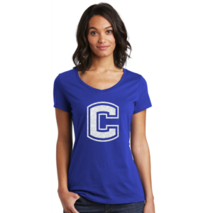 White Glitter C Women's Vneck Tshirt