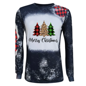 Christmas Tree Trio with Buffalo Check Raglan