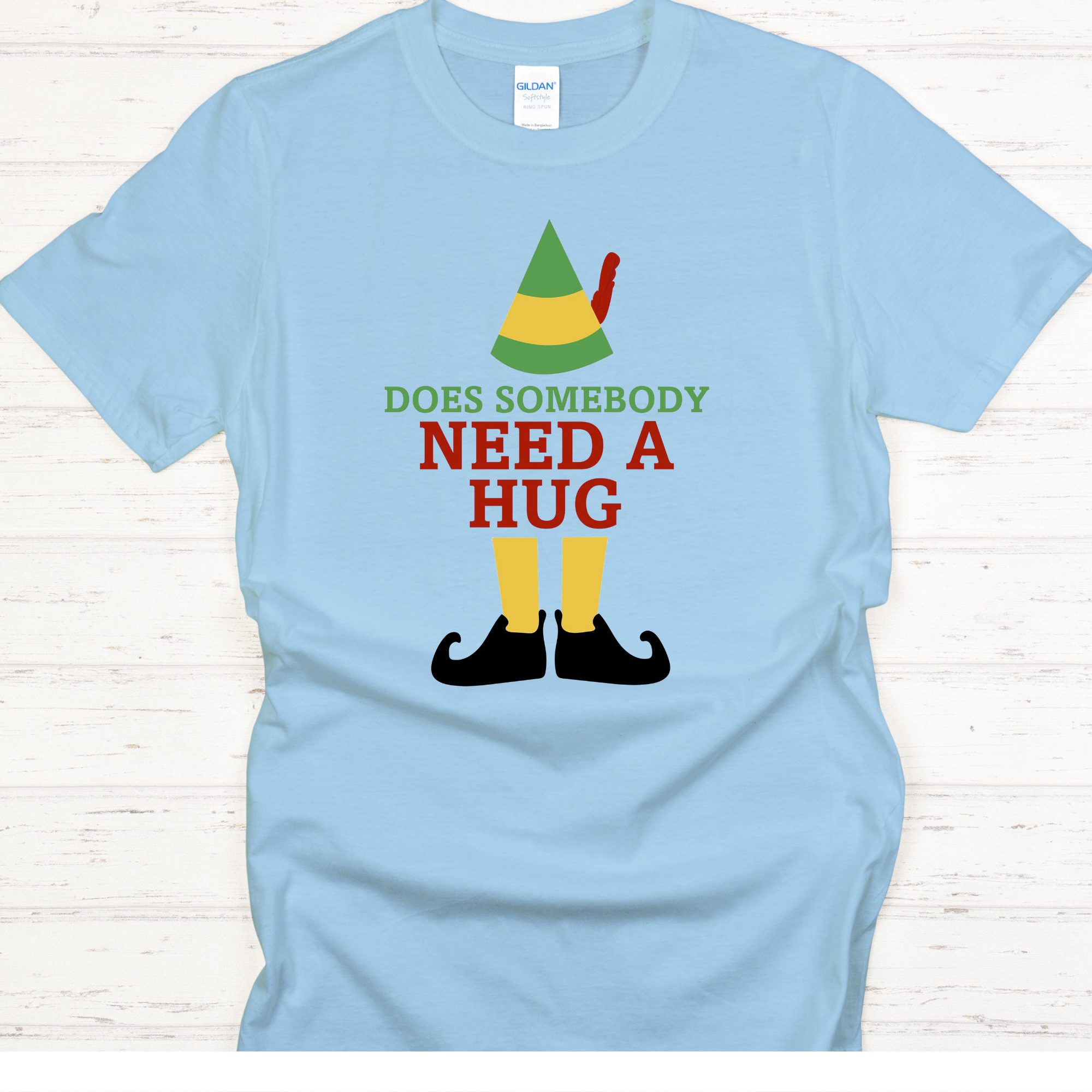 Elf Does Somebody Need a Hug Tshirt (CHHS Theater Fundraiser)