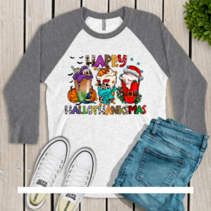 Happy HalloThanksMas Raglan