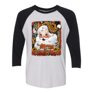 Merry Christmas Santa Cheetah Raglan