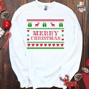 Merry Christmas Sweater Screen Print Sweatshirt