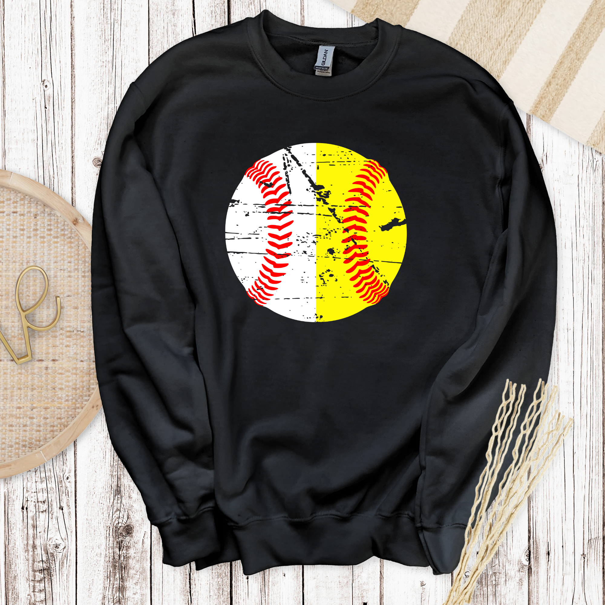 Baseball Softball Distressed Sweatshirt