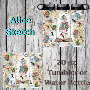 Alice Sketch 20 oz Tumbler or Water Bottle