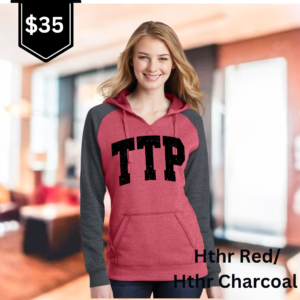 TTP Distressed Women's Lightweight Fleece Raglan Hoodie