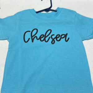 Chelsea Script Aqua 3T Tshirt
