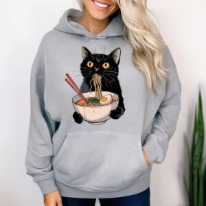 Black Cat Ramen Sweatshirt Gildan Sweatshirt Hoodie - Sport Gray