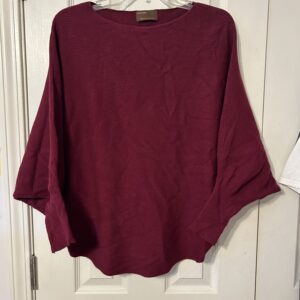 Burgundy Sweater Poncho Pullover - S/M