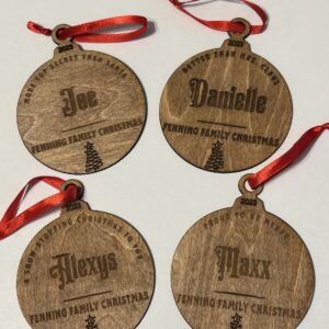 Christmas Ornaments Wooden Engraved - Personalized