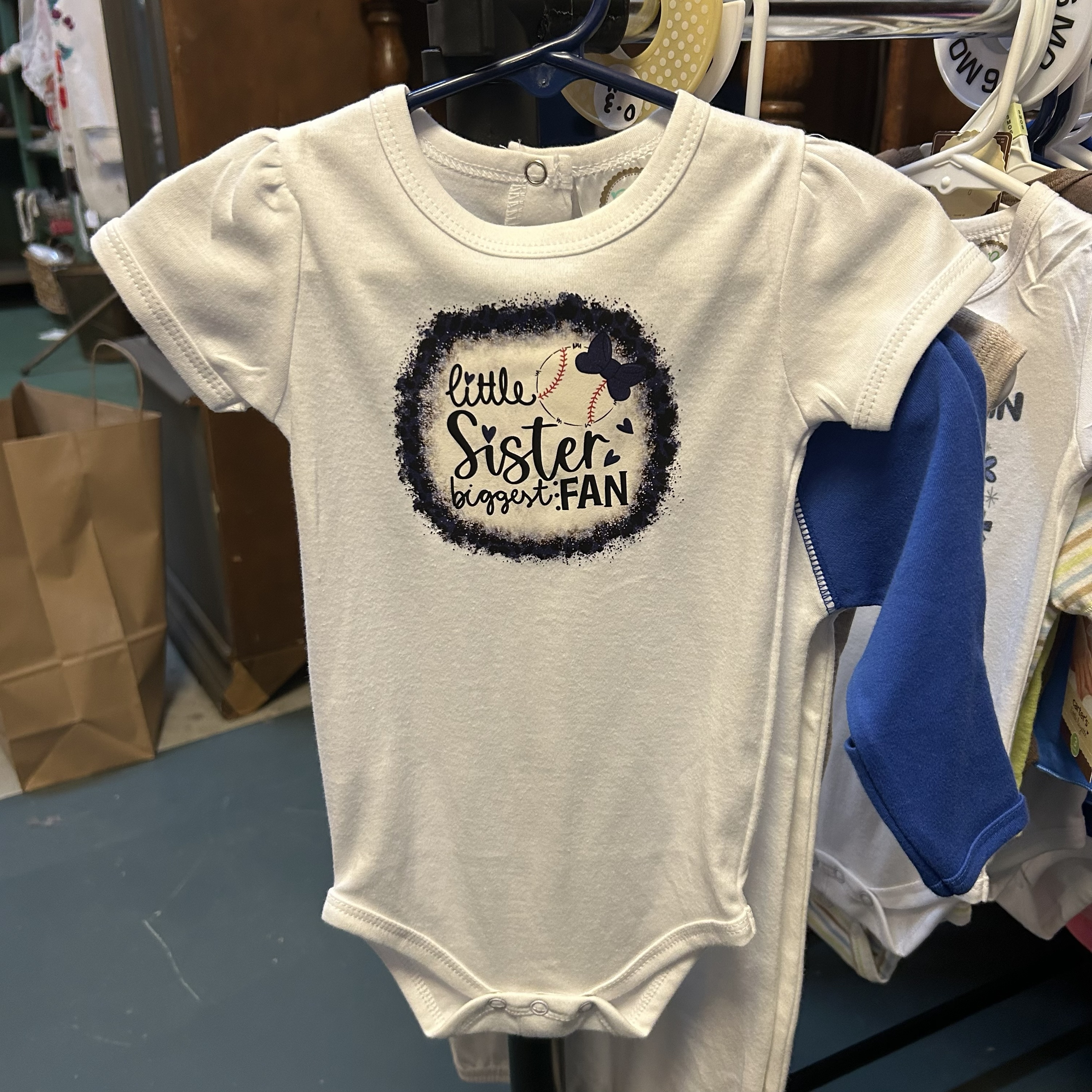 Little Sister Biggest Fan 3-6 month onesie