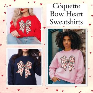 Valentine Coquette Bow Hearts Sweatshirts
