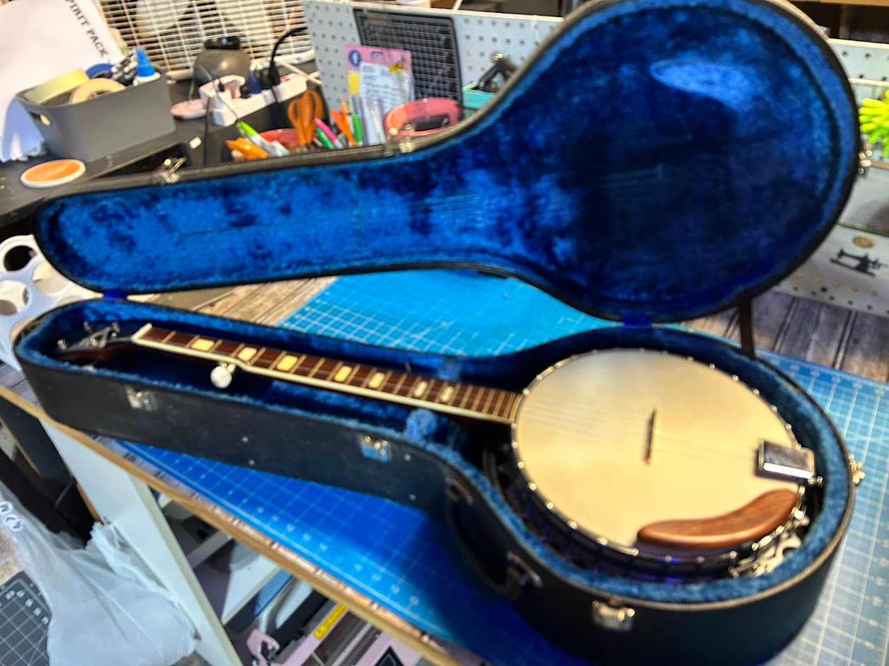 Banjo with Case Restrung and Tuned - Crafting with Brandy