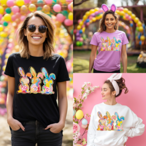 Retro Water Color Easter Bunny Trio Collection