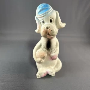 Vintage Football Dog With blue M Hat With Stopper For Squeaky toy