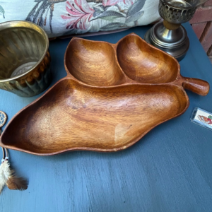 Wooden Leaf Tray Platter with Wall Hanger