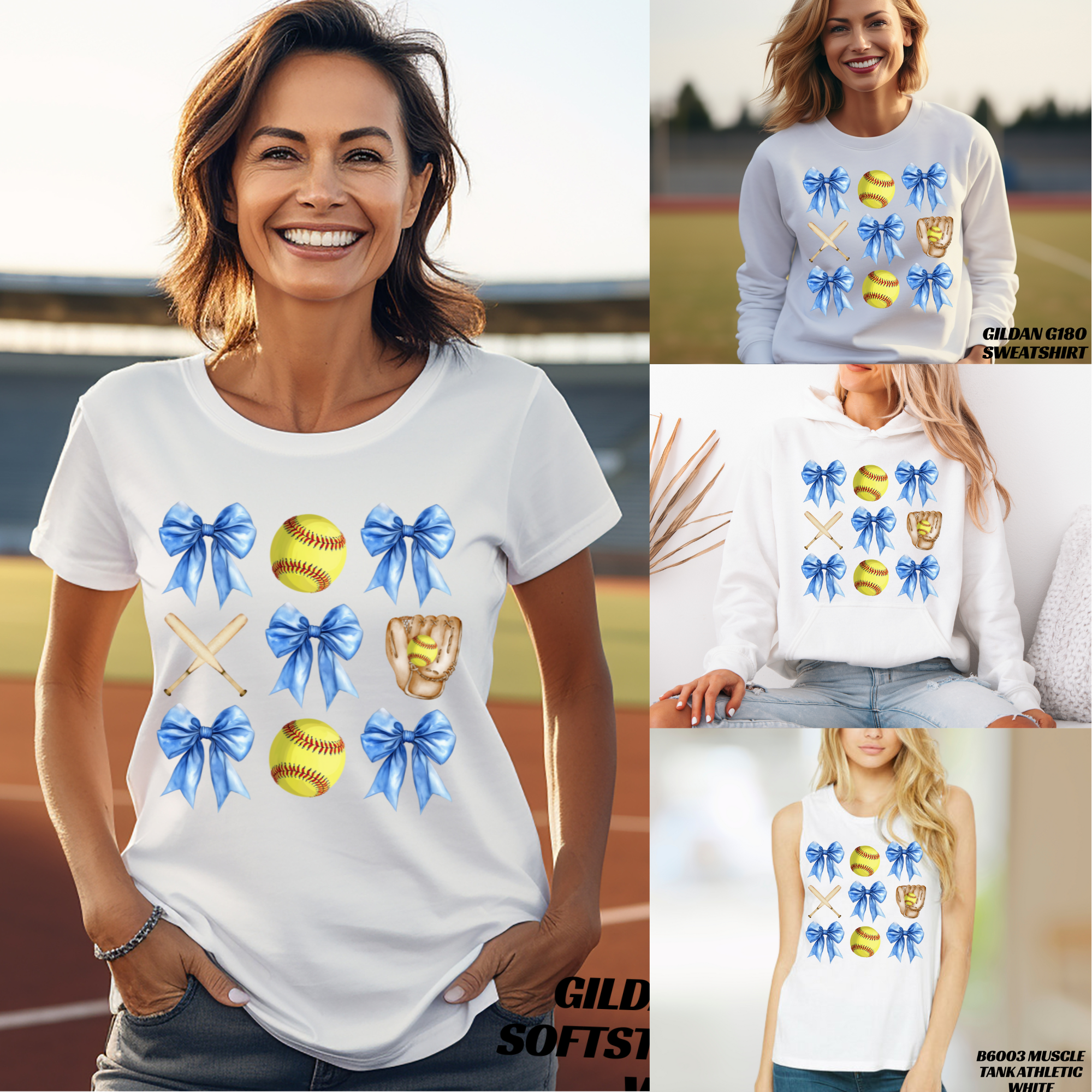 Chelsea Softball Coquette Bow Grid Collection