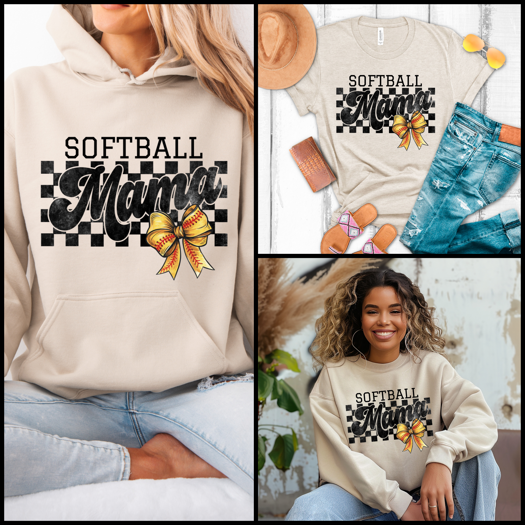 Retro Checkered Softball Mama Collection