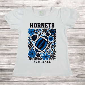Hornets Floral Football Toddler Cap Sleeve Shirts