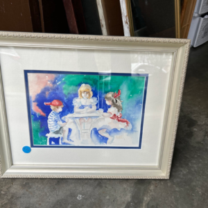 Water Color A Nichols Tea Party 15.75" x 12.75" white frame