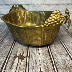 Brass Oval Bowl With grape handles